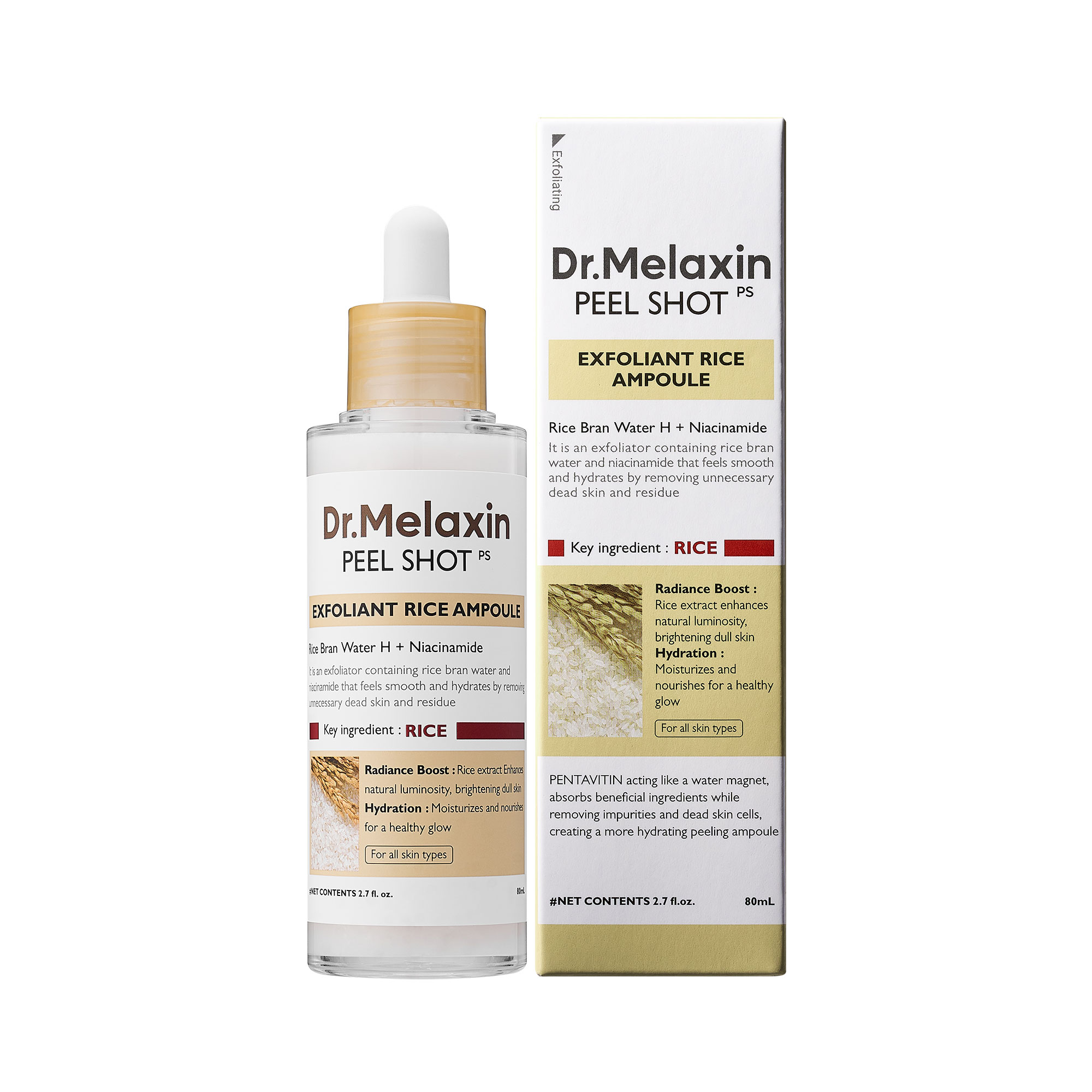 Dr.Melaxin Peel Shot Line Flacon de exfoliere delicată cu extract de orez alb 80ml