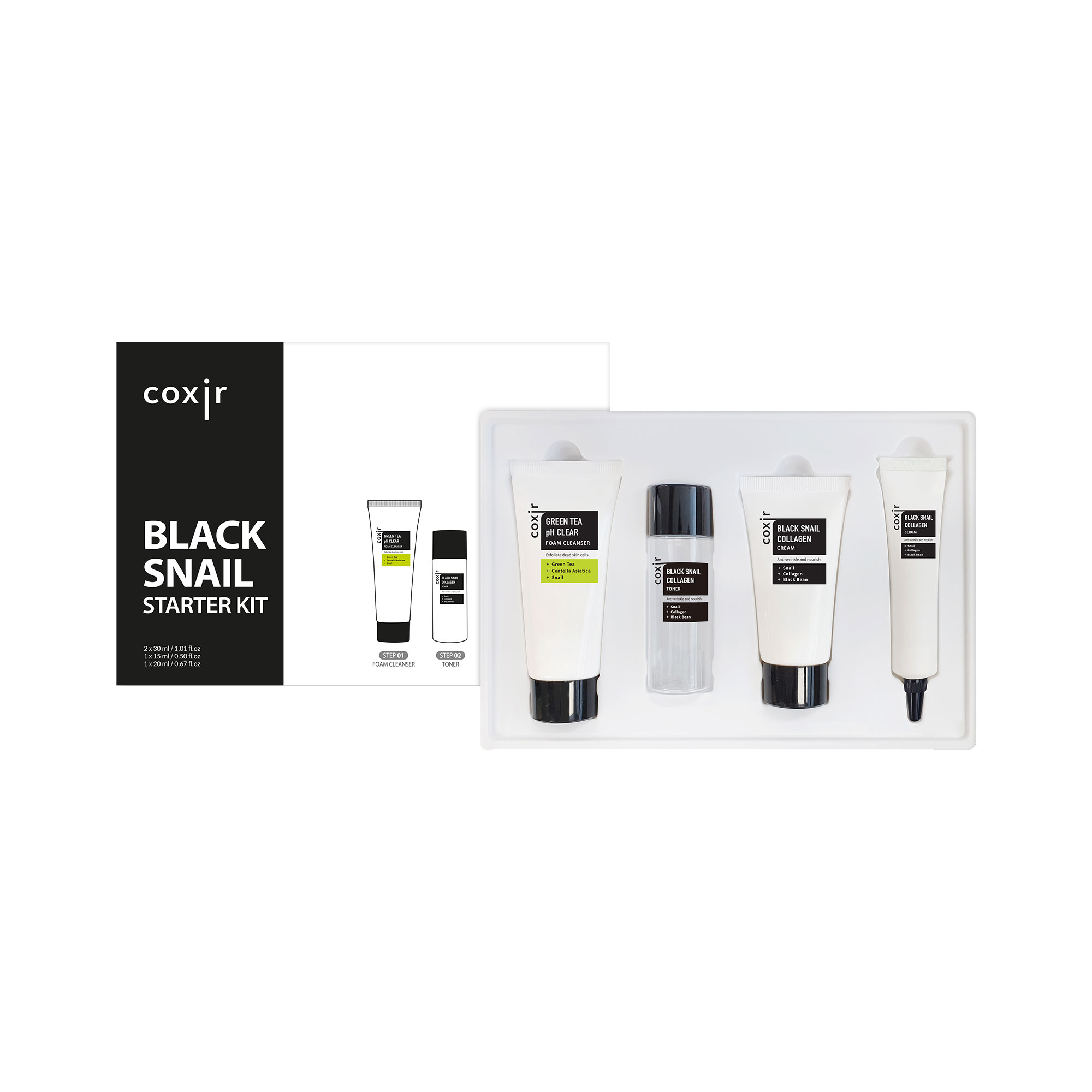 Coxir Black Snail Starter Kit Regenerare Mucină și colagen de melc