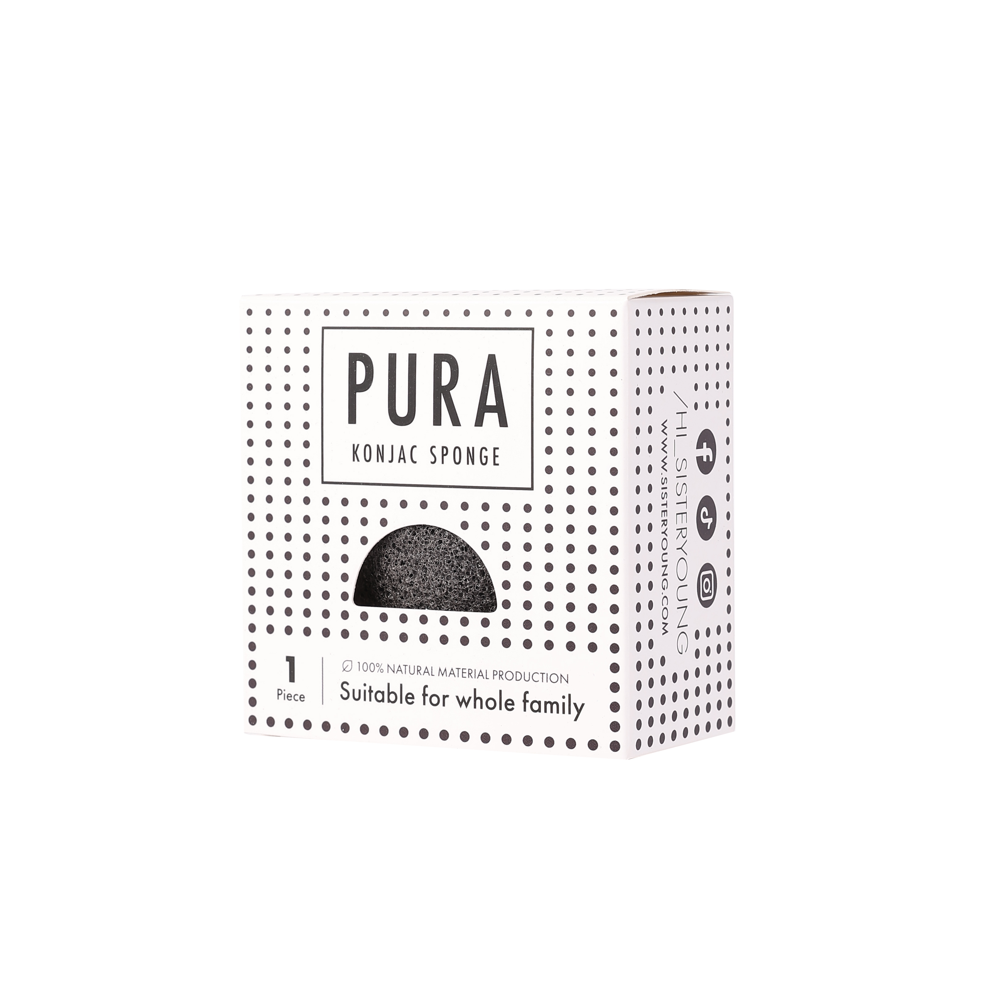 Sister Young Pura Konjac Sponge Gąbka do Twarzy Black