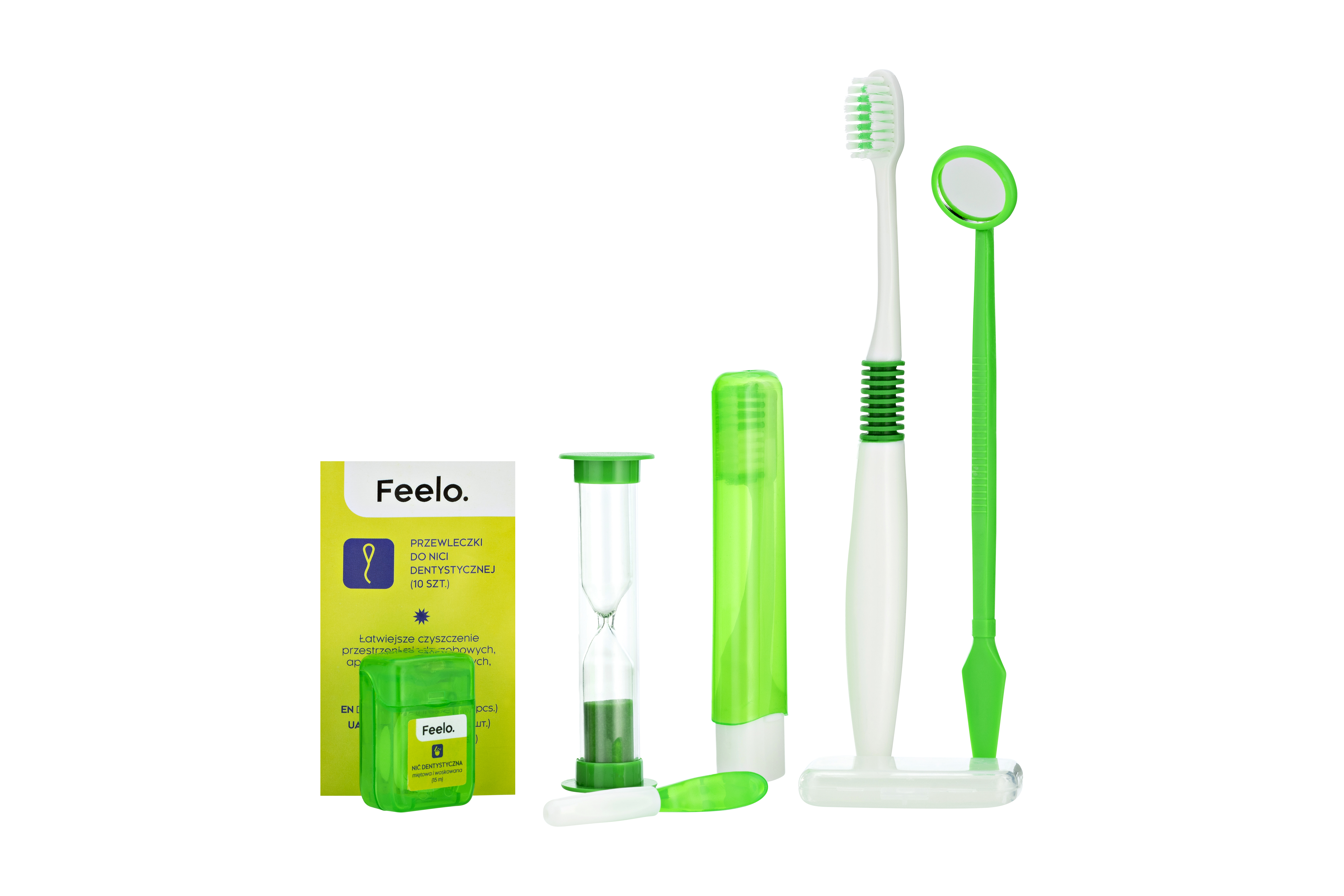 Kit ortodontic FEELO în geantă cosmetică verde