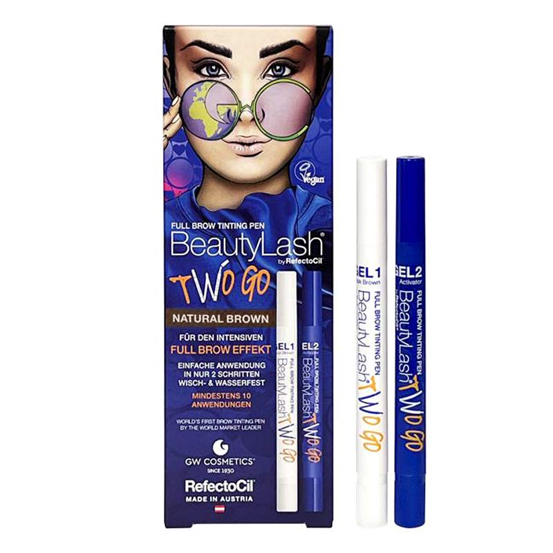 RefectoCil BeautyLash Two Go Kit de colorare a sprâncenelor în formă de stilou maro natural