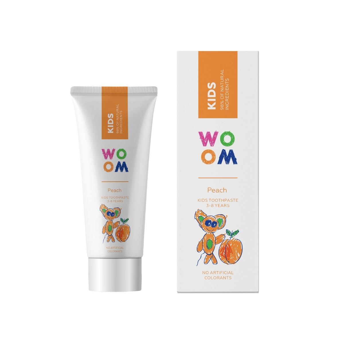 WOOM Kids Pastă de dinți cu aromă de piersici pentru copii de 6-8 ani 50ml