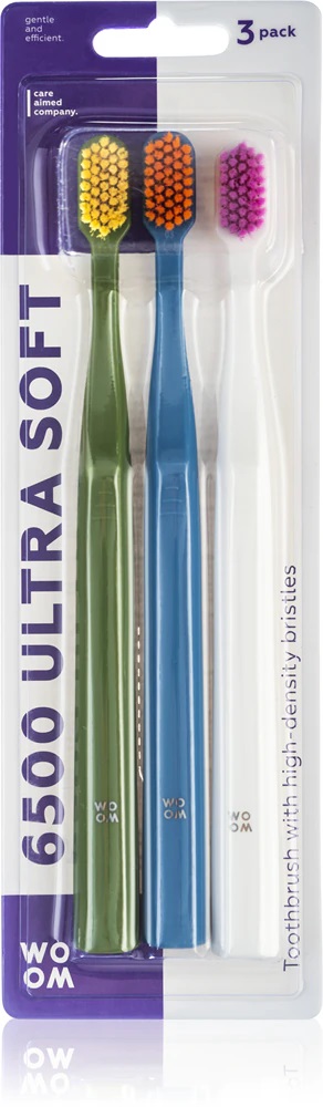 WOOM 6500 Set periuță de dinți ultra moale 3 bucăți