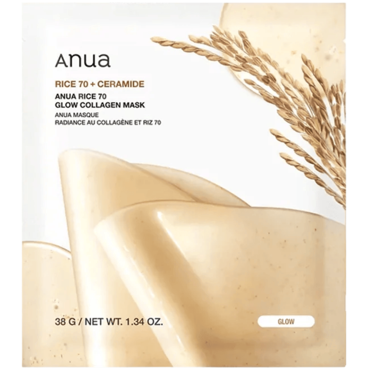 Anua Rice 70 + Ceramide Hydrogel Mască de față cu orez și colagen
