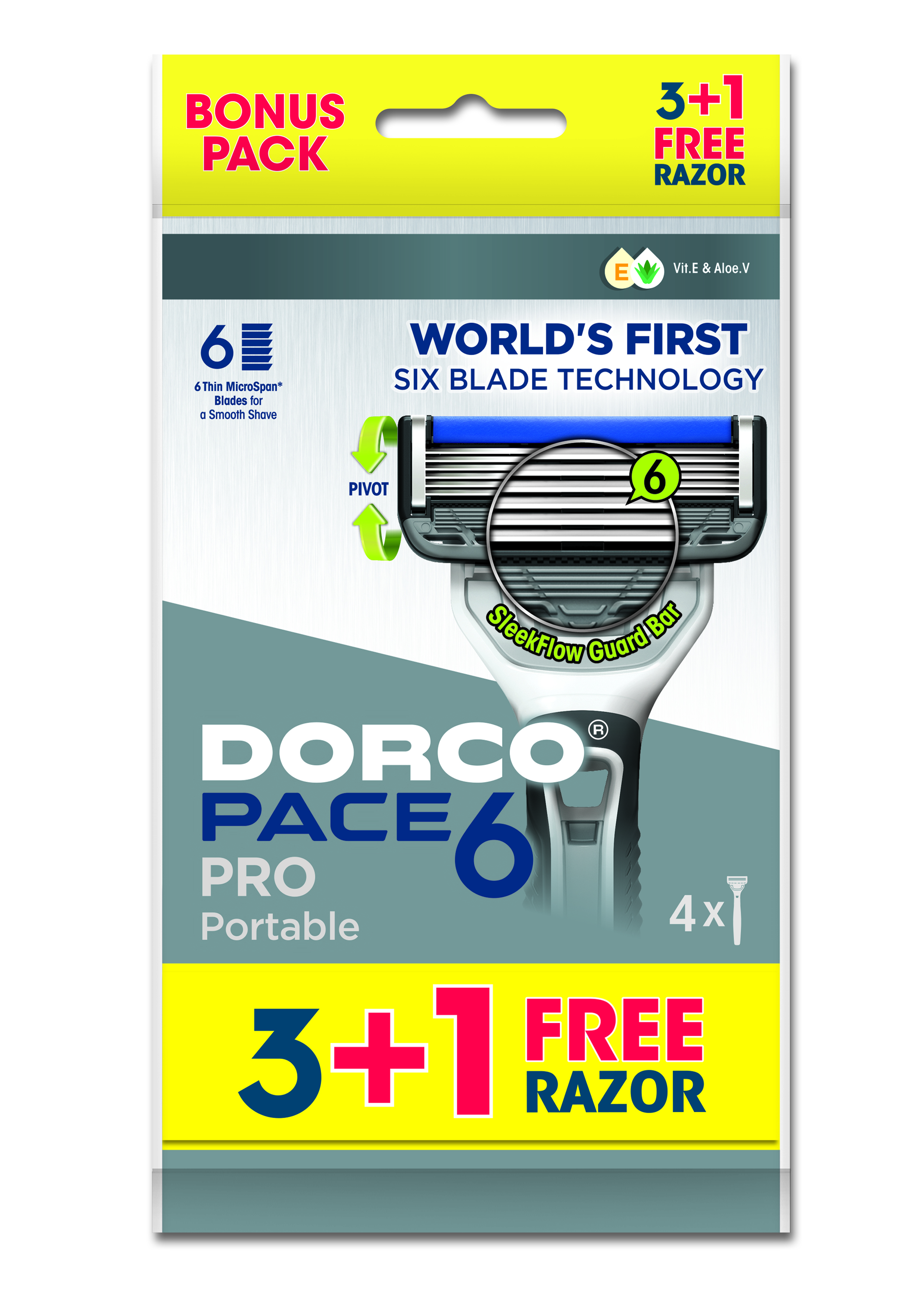 Dorco 6 lame Pace Pro portabil 4 bucăți