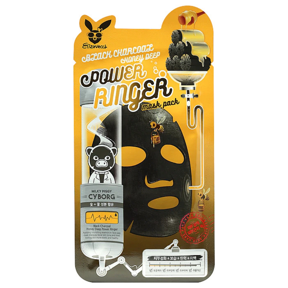 Elizavecca Black Charcoal Honey Deep Power Ringer Purifying and Moisturising Sheet Mask