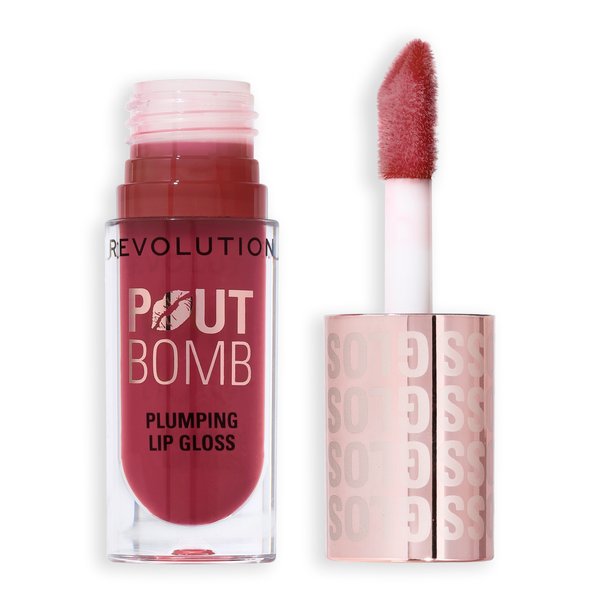 Makeup Revolution Pout Bomb Shimmer Lip Gloss Rosewood Rose Pink