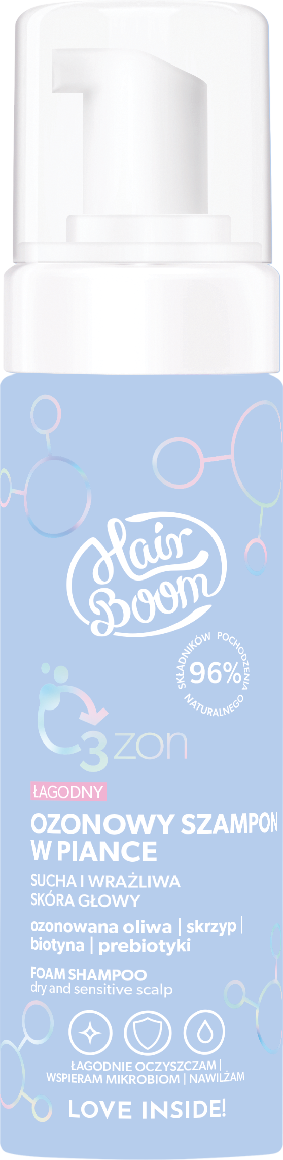 Șampon spumant cu ozon blând HairBoom 200ml