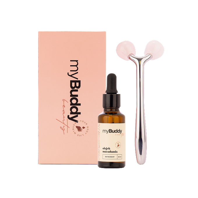 Set myBuddy WELL-AGE - rolă de cuarț + ulei de Macadamia