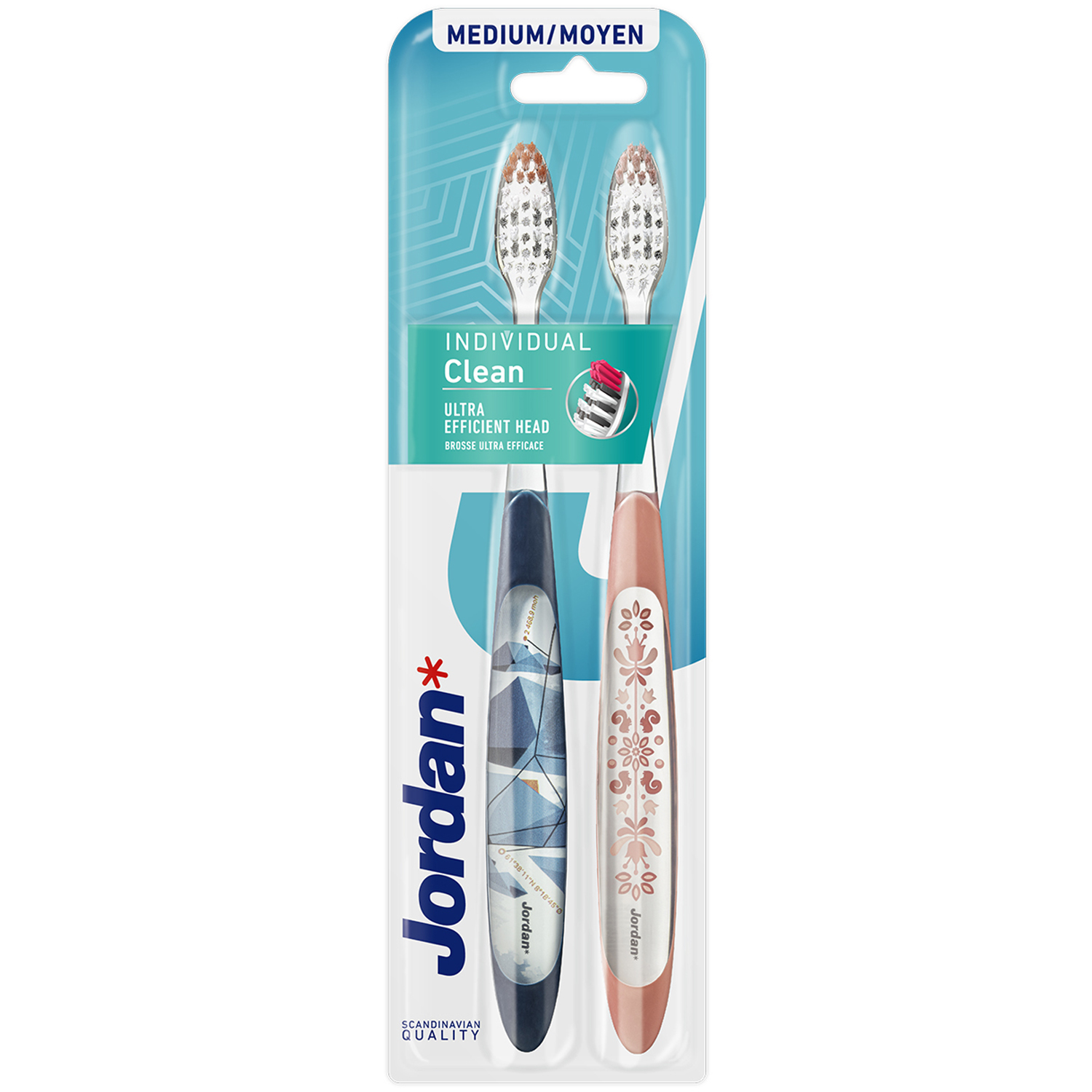 Set periuță de dinți Jordan Individual Clean Medium 2 bucăți