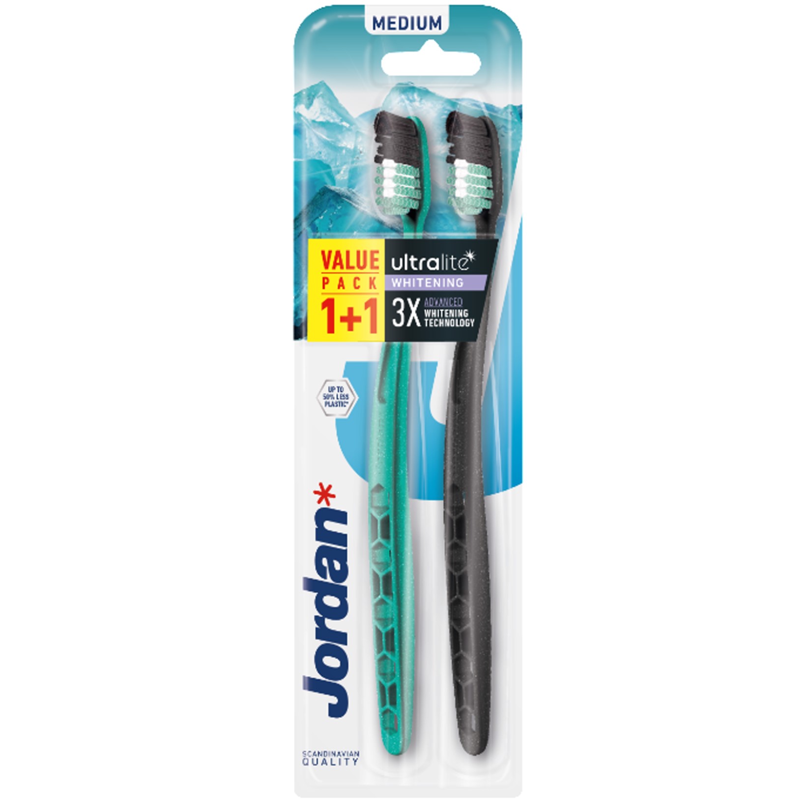 Set periuță de dinți Jordan Ultralite Whitening Medium 2 bucăți