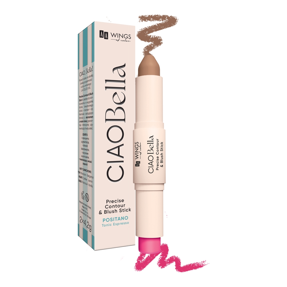 AA Wings of Color Ciao Bella Precise Contur&amp;Blush Stick Bronzant și fard de obraz cu două fețe 02 Brunet