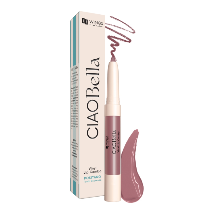 AA Wings of Color Ciao Bella Vinyl Lip Combo Lip Liner+ Vinyl Lip Gloss 03 Rose Truffle Mix