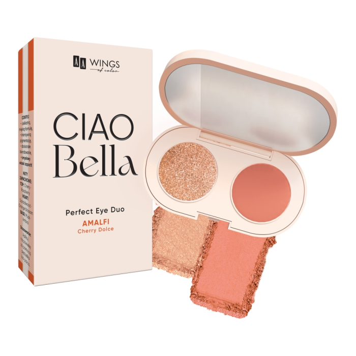 AA Wings of Color Ciao Bella Perfect Eye Duo Paletă dublă de farduri de ochi 02 Neo Peach + Opal Sunset