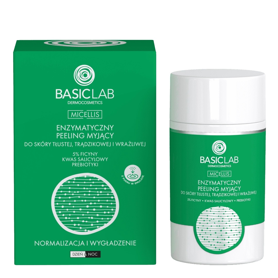 BasicLab Micellis Enzymatic Cleansing Scrub pentru piele grasă, cu tendință acneică și sensibilă 35g