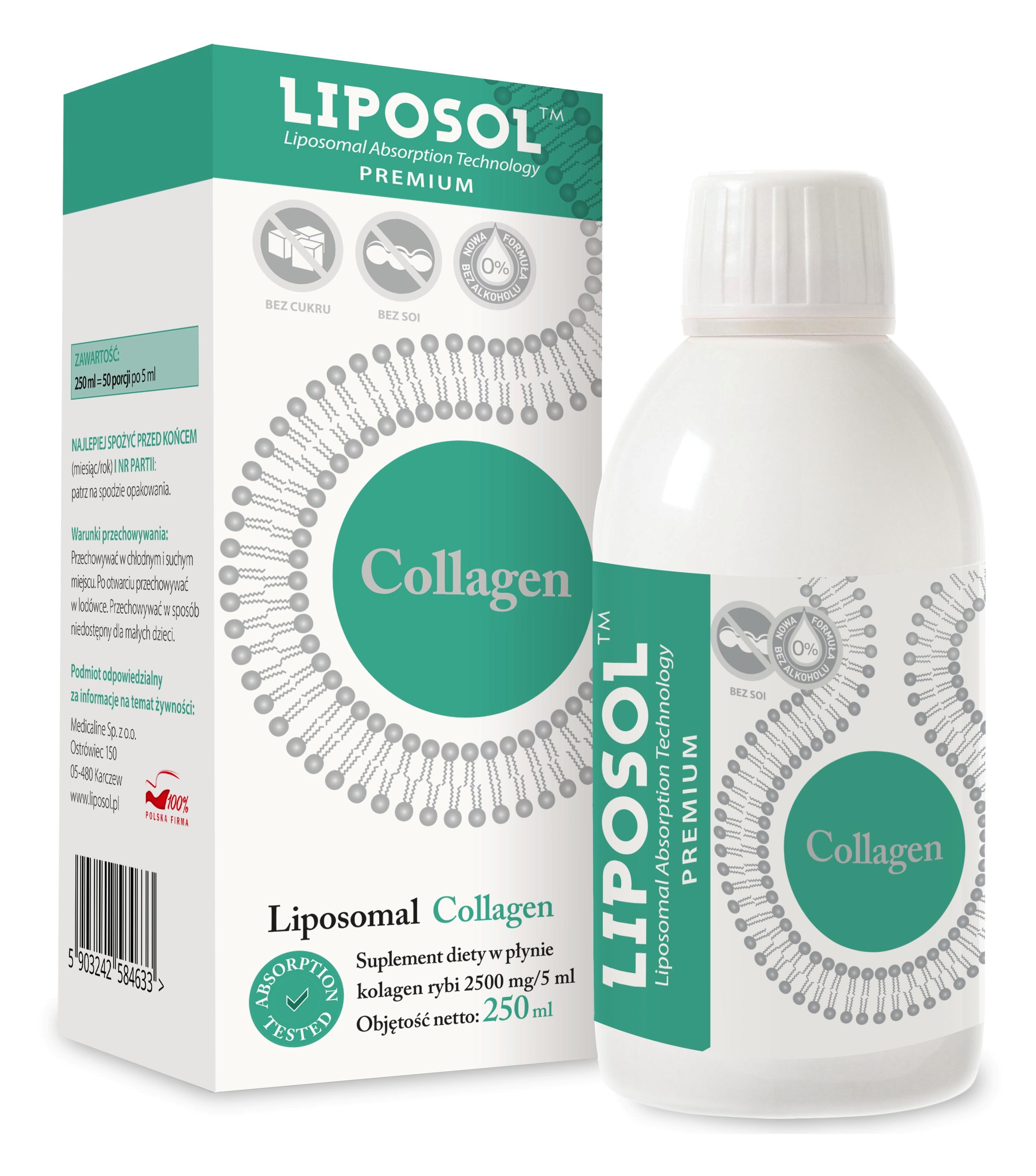 Aliness Liposol Colagen de pește lipozomal 2500mg Supliment alimentar 250ml