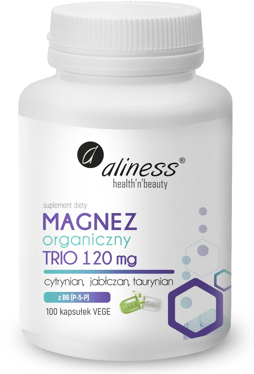Aliness Magnez Organiczny TRIO 120mg Suplement Diety 100 Kapsułek