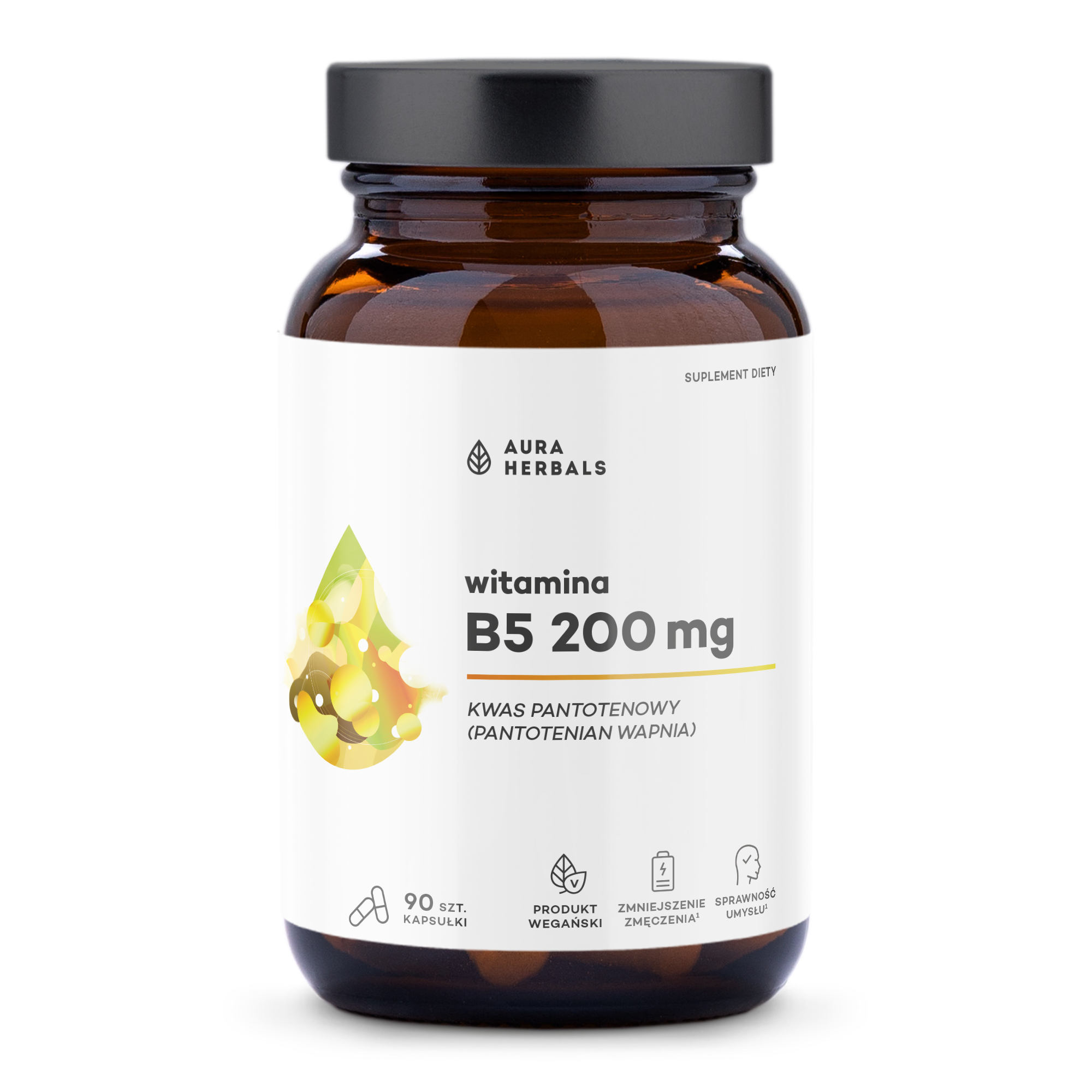 Aura Herbals Vitamina B5 200mg Supliment alimentar 90 Capsule
