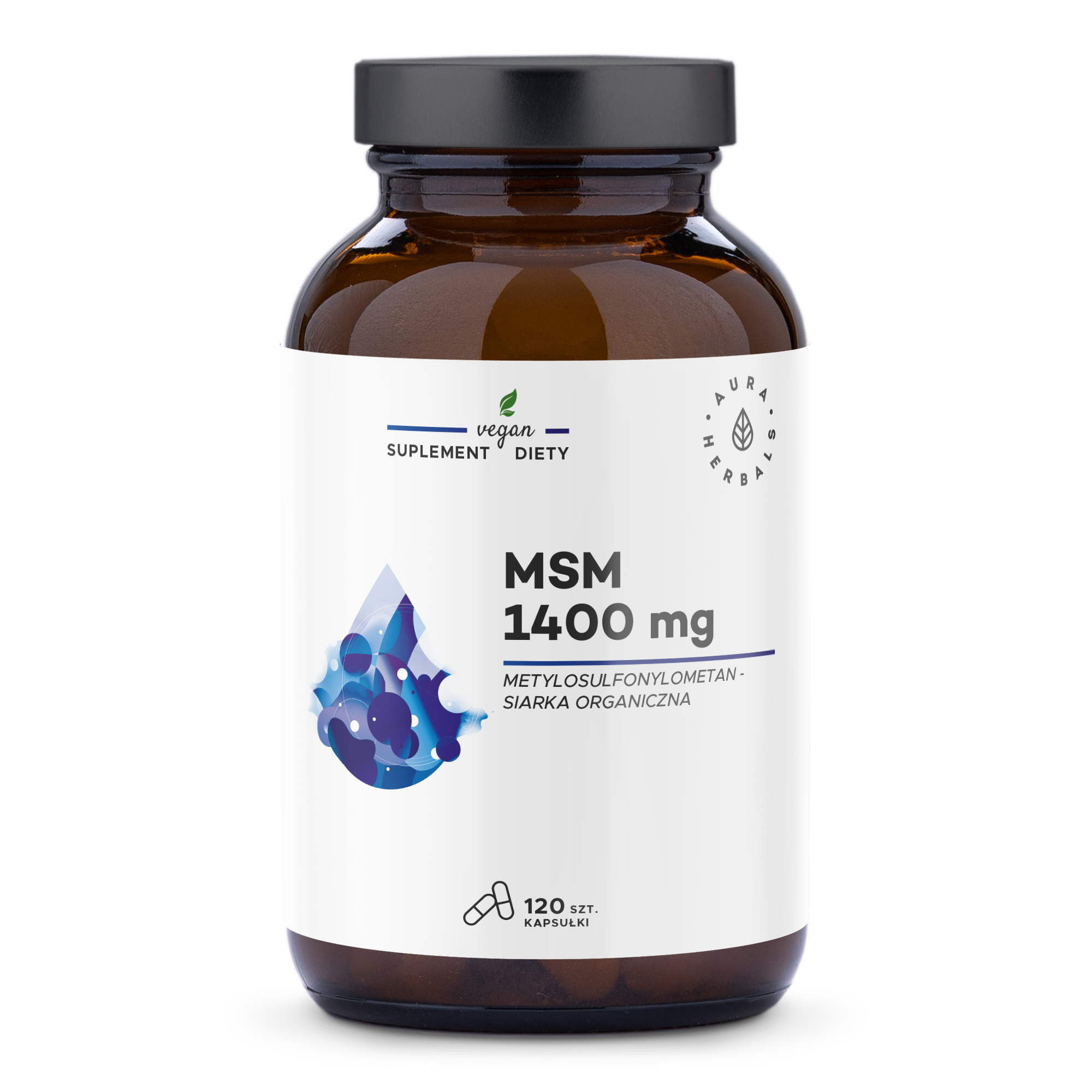 Aura Herbals MSM 1400mg Sulf organic Supliment alimentar 120 Capsule