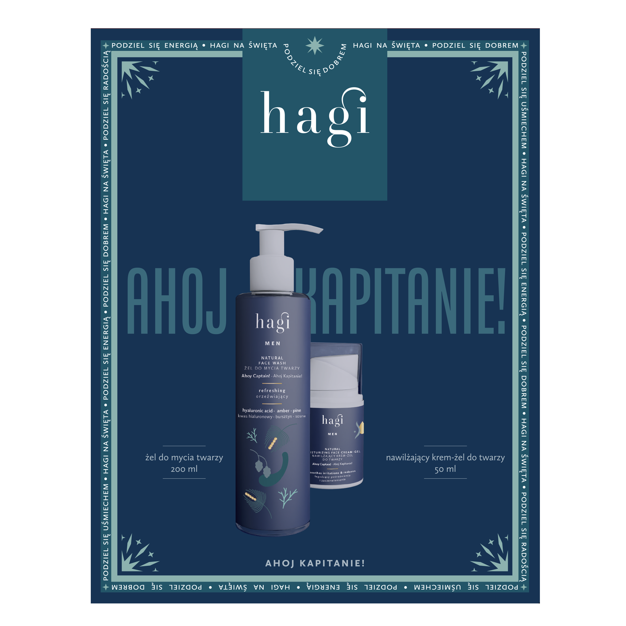 Set bărbați Hagi Ahoy Kapitan Gel de spălare facială + Gel-cremă