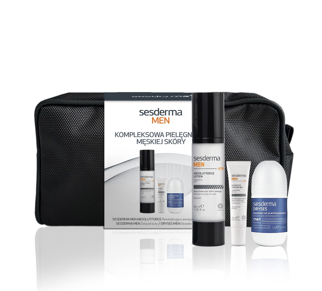 Set cosmetic Sesderma Men într-o geantă cosmetică