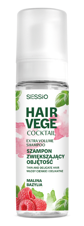Șampon spumant pentru creșterea volumului Sessio Hair Vege Cocktail Raspberry Basil 175g