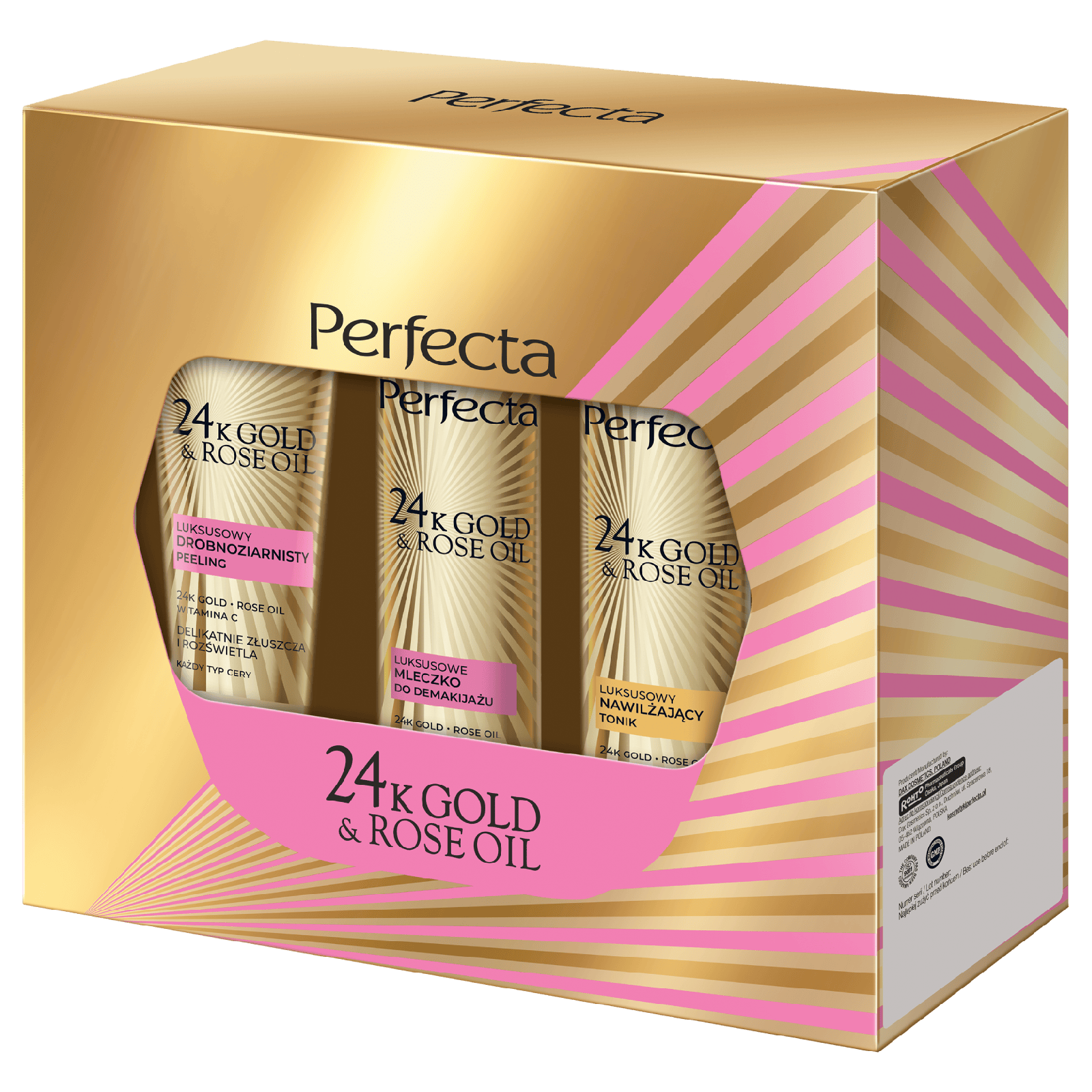 Perfecta 24K Gold & Rose Oil Peeling + Milk + Tonic Set