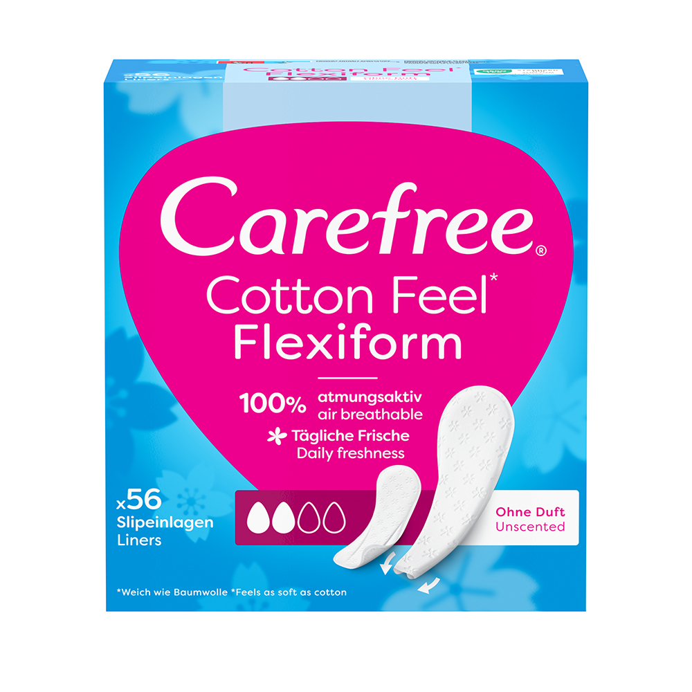 Inserții sanitare fără parfum Carefree Cotton Feel Flexiform 56 buc