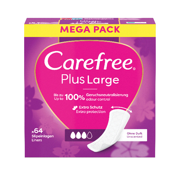 Carefree Plus Large Absorbante sanitare neparfumate 64 buc.