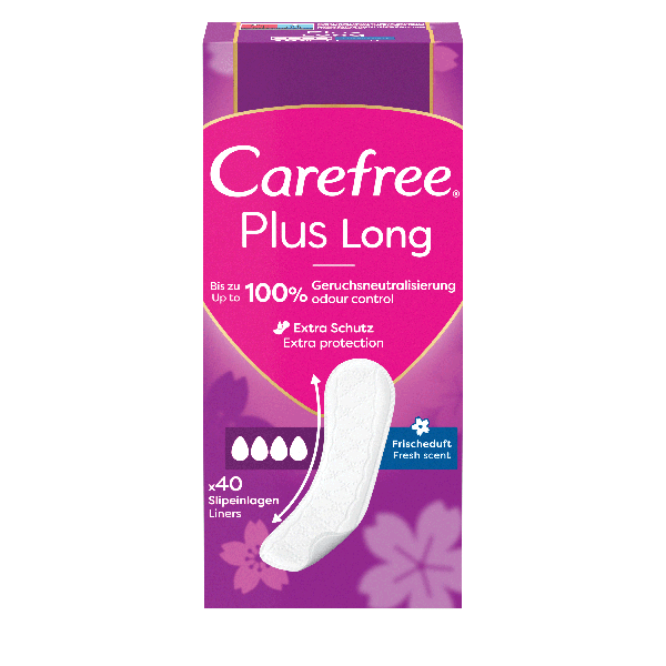 Carefree Plus tampoane igienice lungi cu parfum proaspăt 40 buc