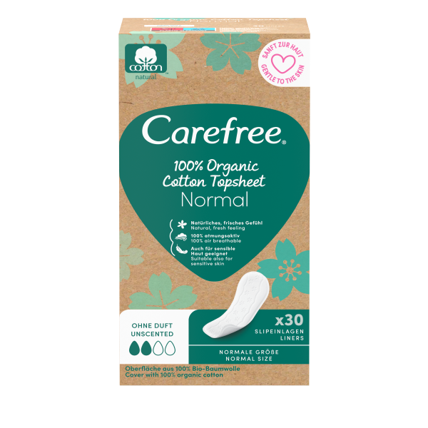 Carefree 100% organice normale neparfumate Inserții sanitare 30 buc