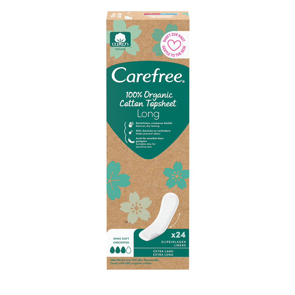 Carefree 100% organice lungi neparfumate Inserții sanitare 24 buc