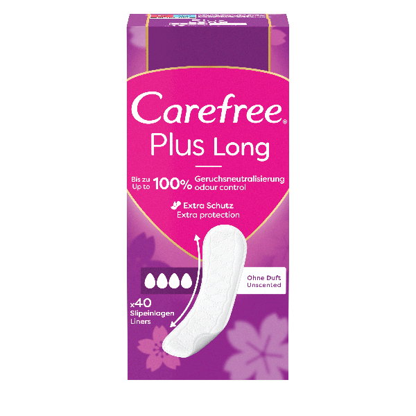 Inserții sanitare lungi neparfumate Carefree Plus 40 buc