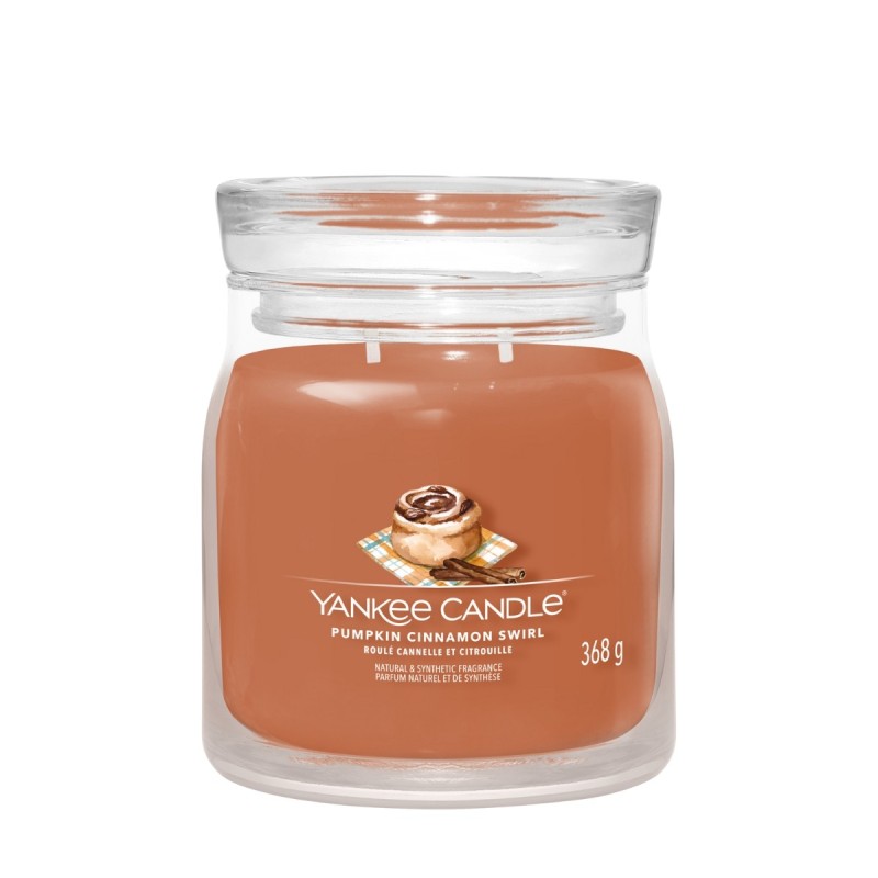 Yankee Candle Lumânare Pumpkin Cinnamon Swirl în borcan mediu cu două fitiluri