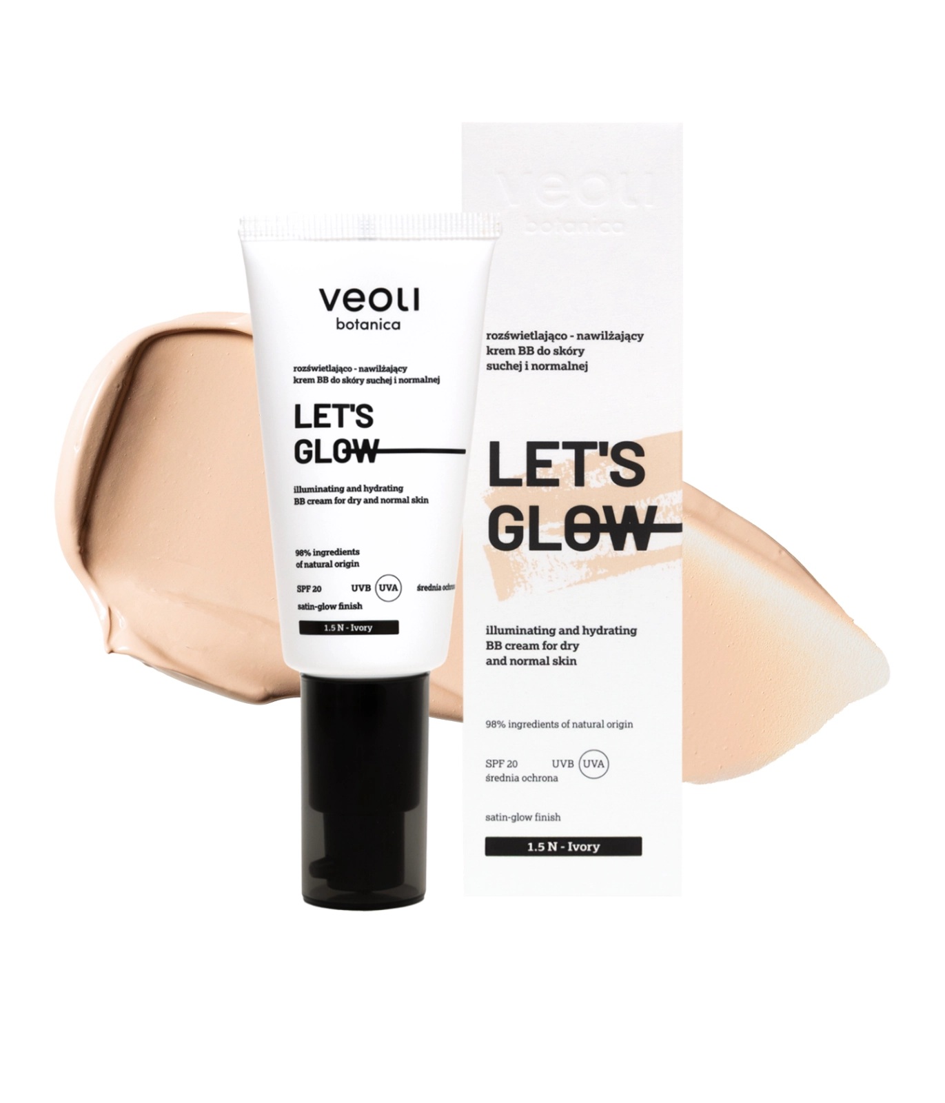 Veoli Botanica Let's Glow Iluminare și hidratare BB Cream SPF20 1.5 N Ivory