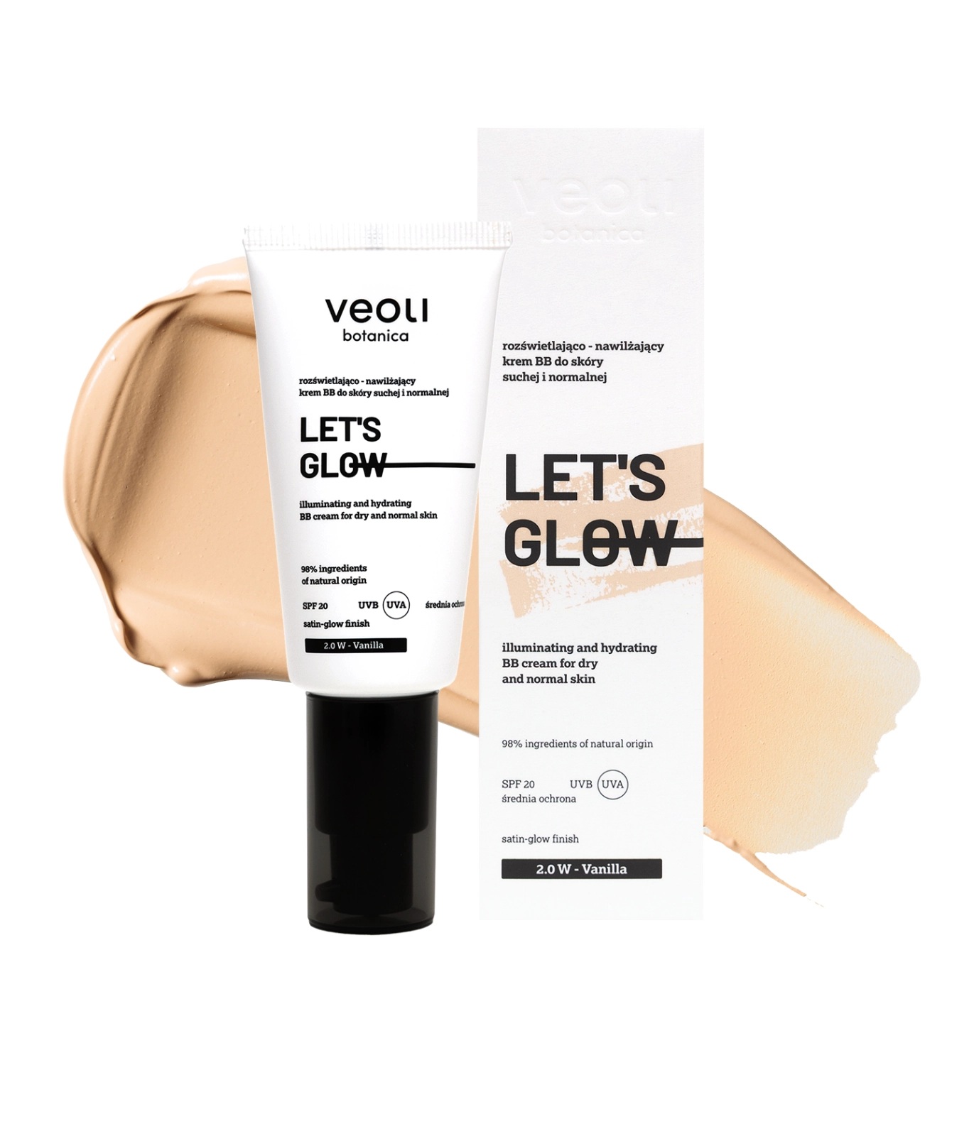 Veoli Botanica Let's Glow Cremă BB iluminatoare și hidratantă SPF20 2.0 W Vanilie