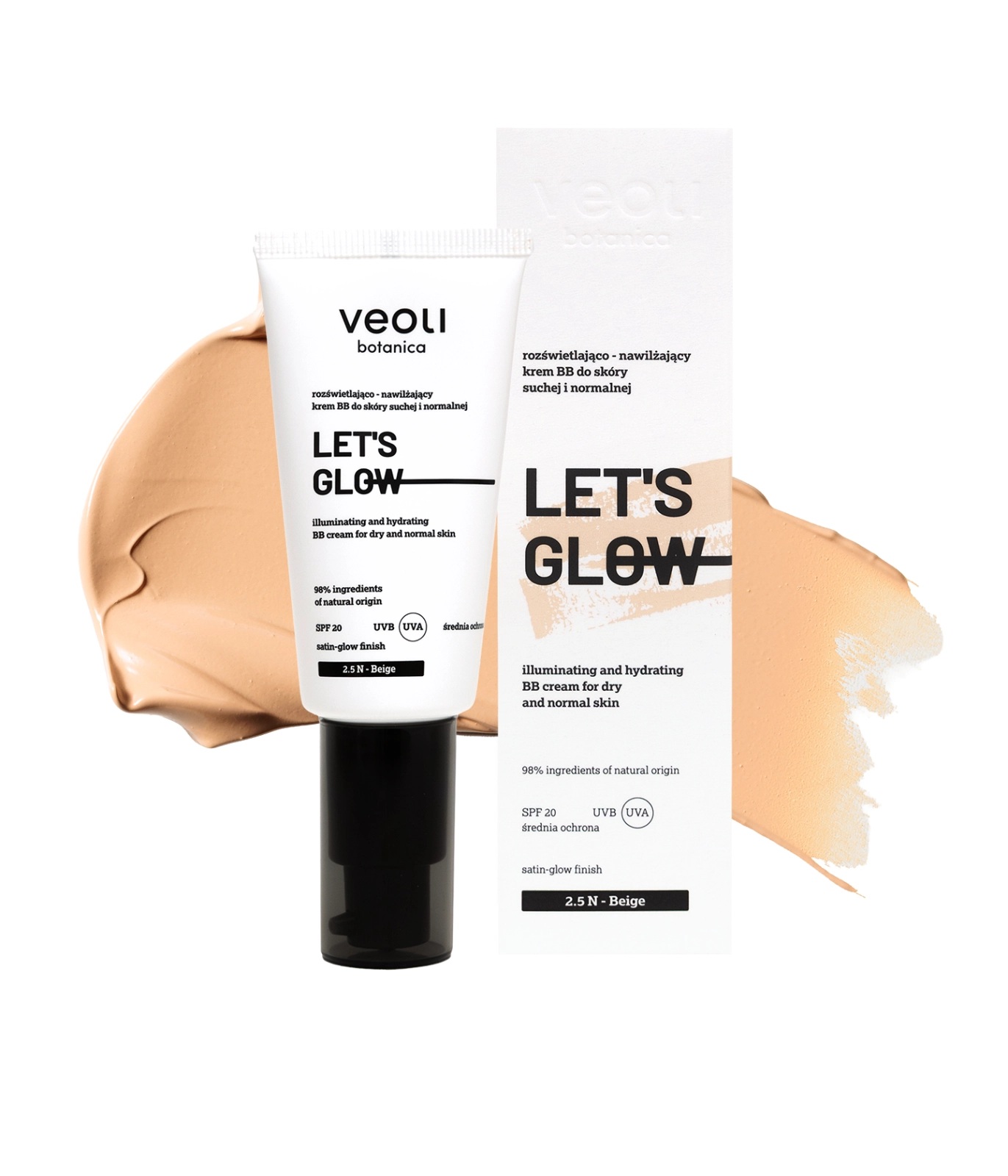 Veoli Botanica Let's Glow Cremă BB iluminatoare și hidratantă SPF20 2,5 N Bej