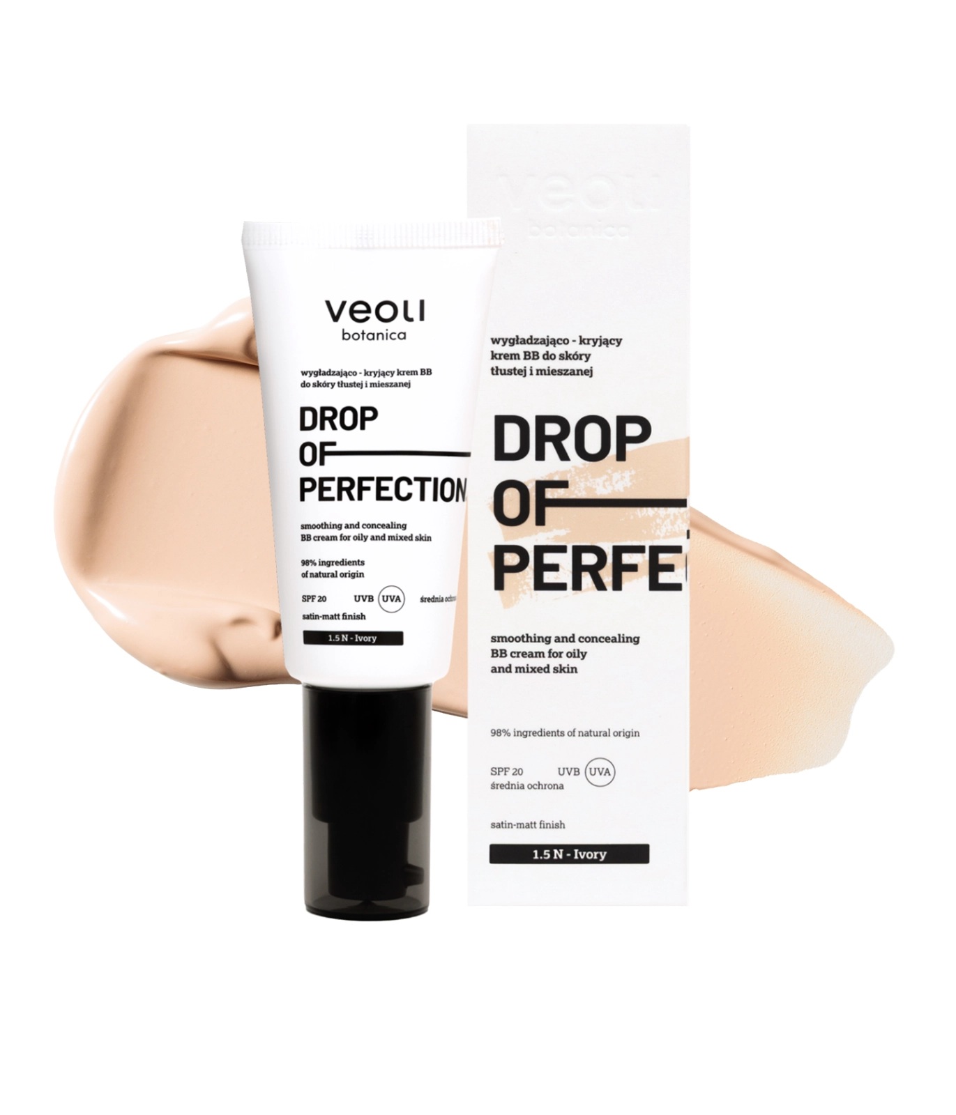 Veoli Botanica Drop of Perfection Smoothing &amp; Covering BB Cream SPF20 1.5N Ivory