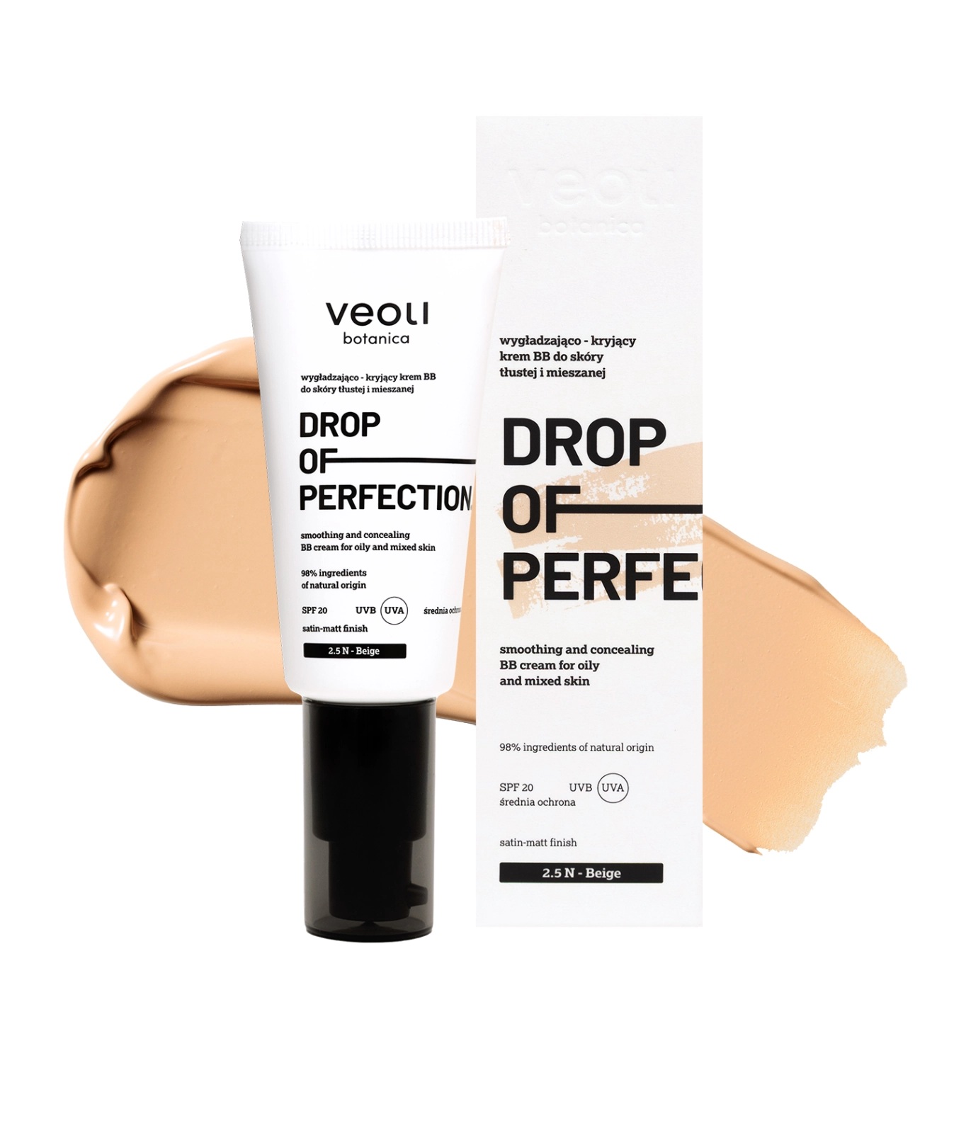 Veoli Botanica Drop of Perfection Cremă BB netezitoare și acoperitoare SPF20 2,5 N Bej