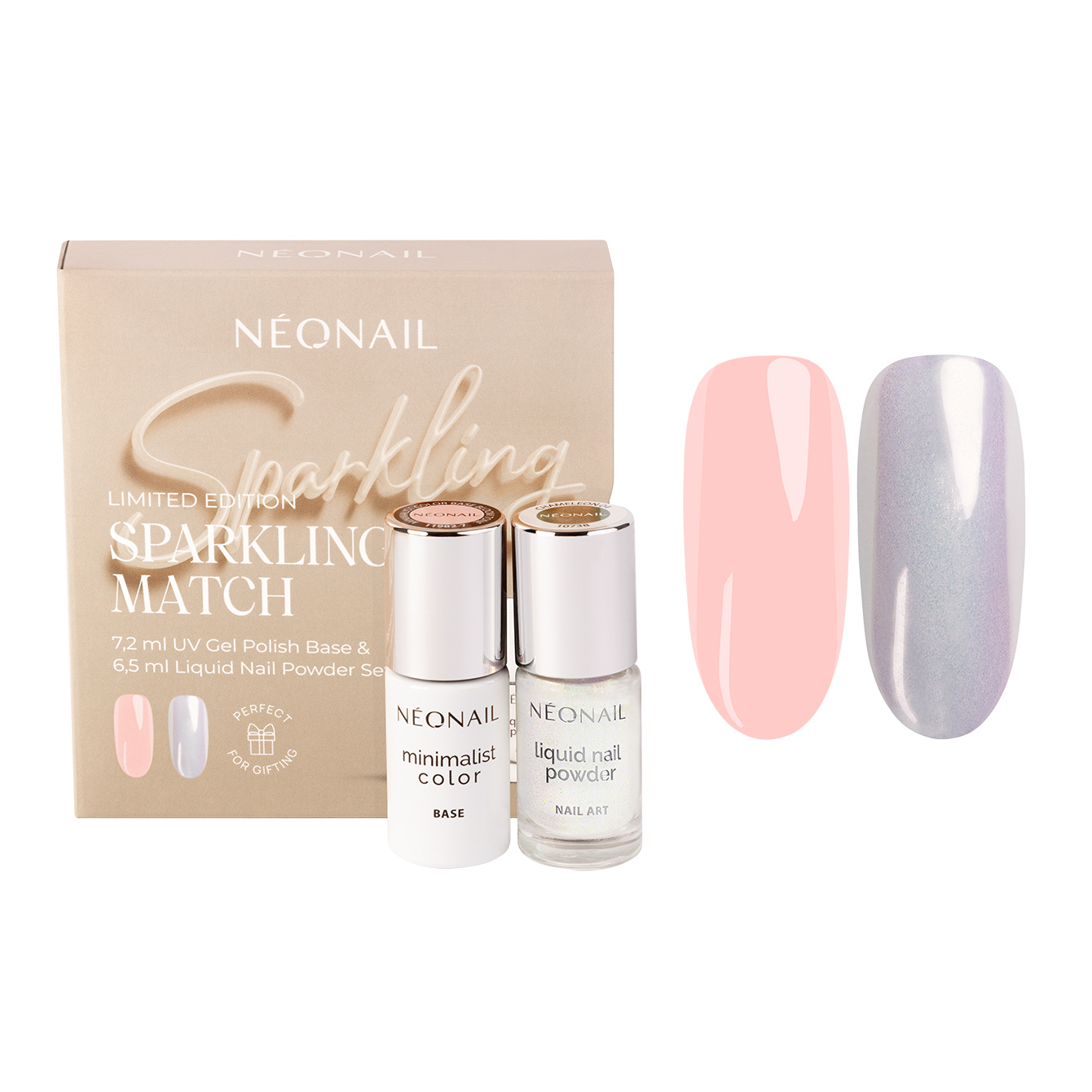 Kit Neonail Hybrid Base și Sparkling Match Liquid Dust