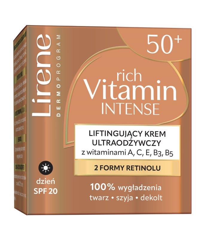Lirene Rich Vitamin Intense Lifting Nourishing Cream 50+ cu vitamine și filtru SPF20 50ml