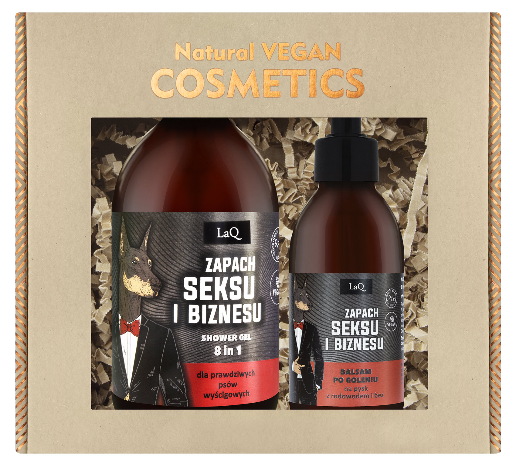 Set de cosmetice pentru bărbați LaQ Scent of Sex and Business Balsam după ras + Gel de duș