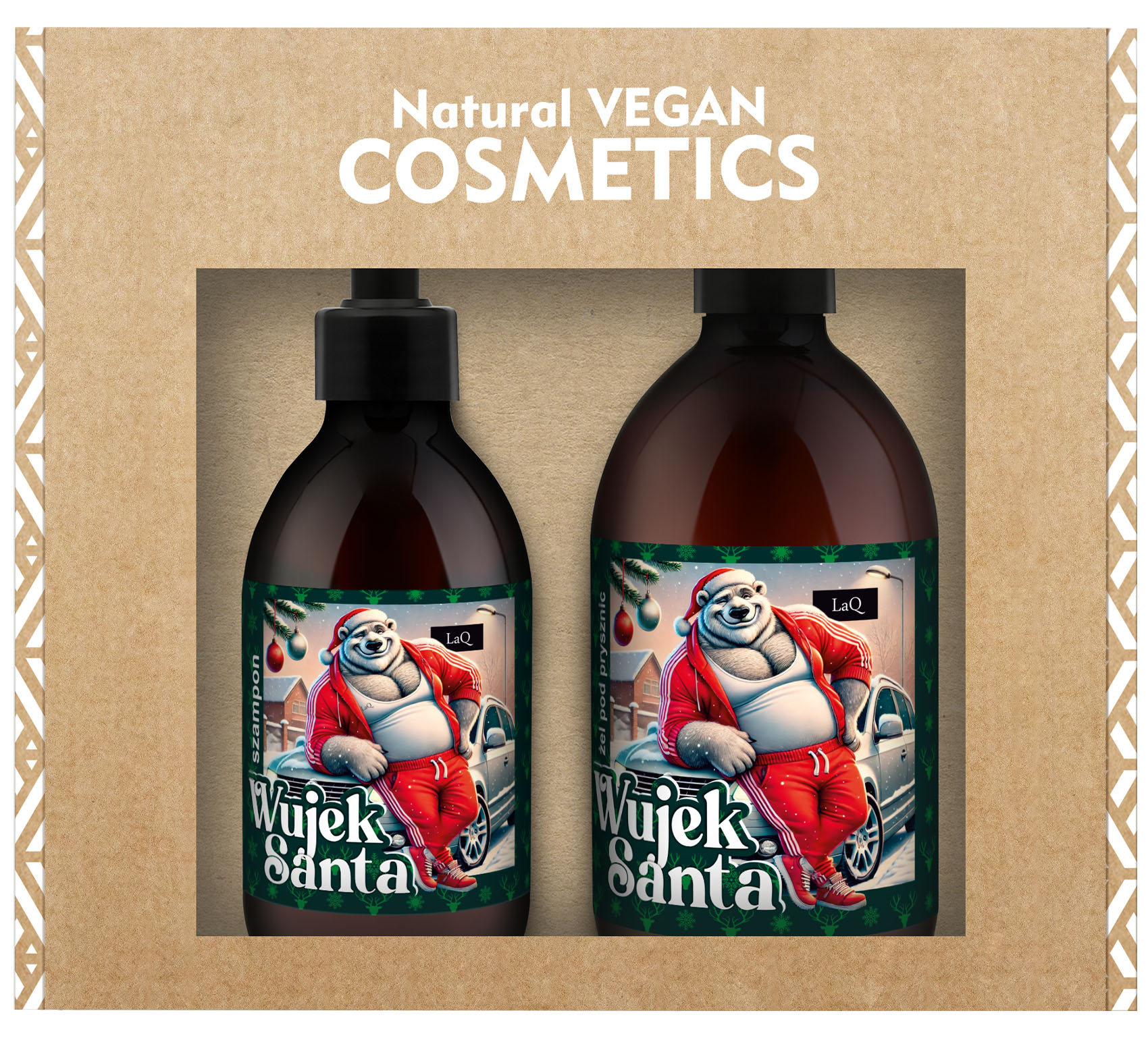 LaQ Biały Zestaw Kosmetyków dla Mężczyzn Wujek Santa Żel pod Prysznic + Szampon