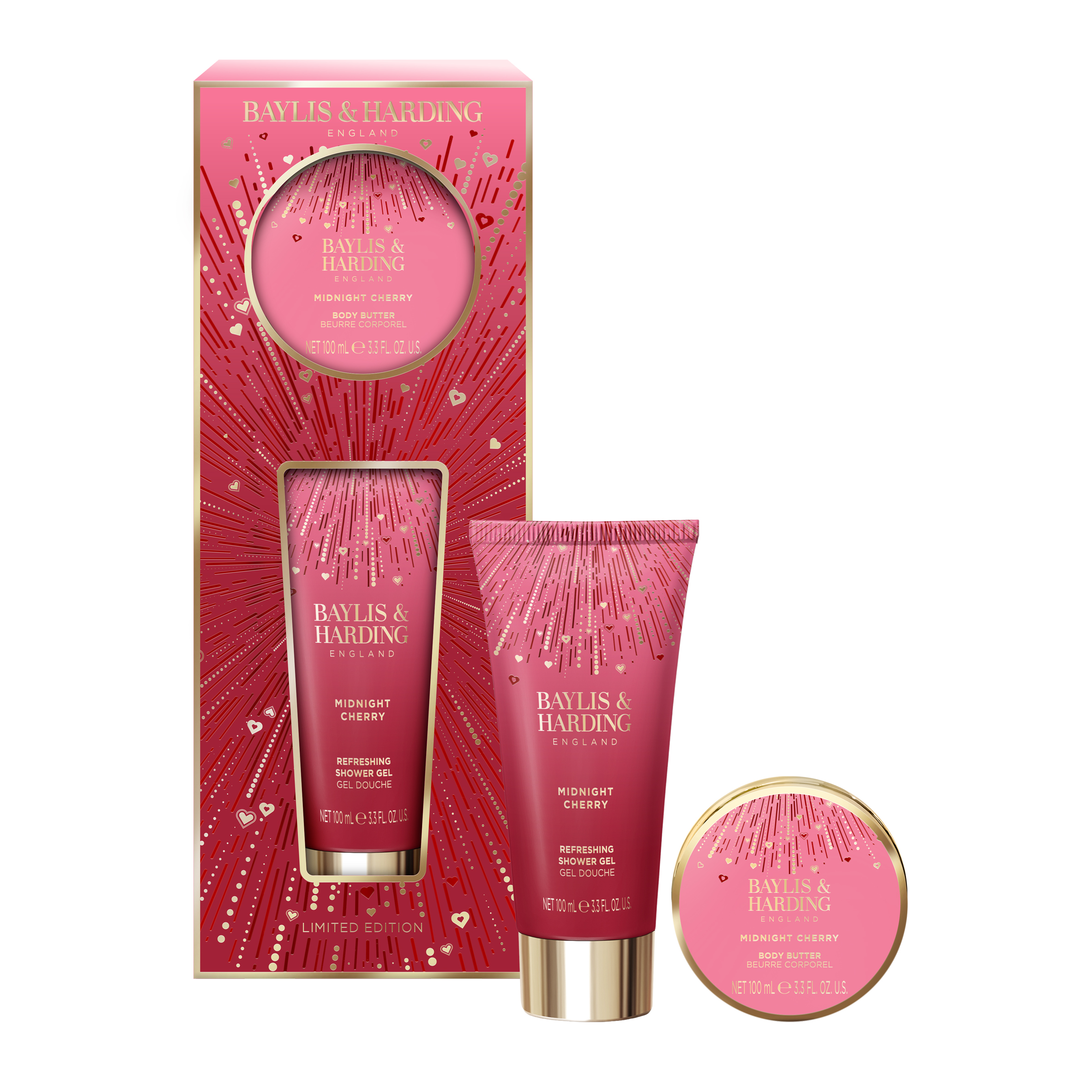 Baylis & Harding Cosmetics Kit Midnight Cherry Gel de duș + unt de corp