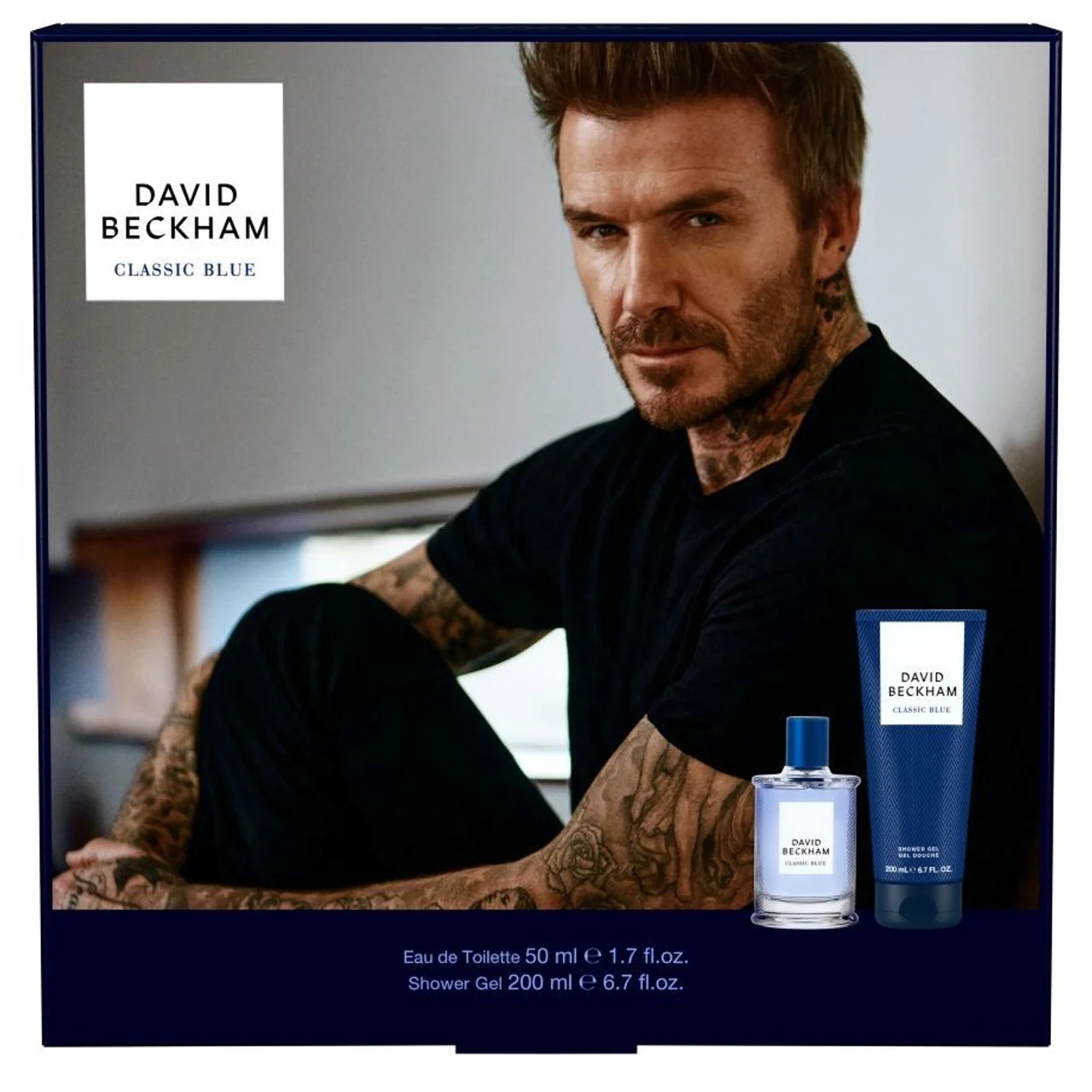 Set cadou David Beckham Classic Blue pentru bărbați Gel de duș + apă de toaletă