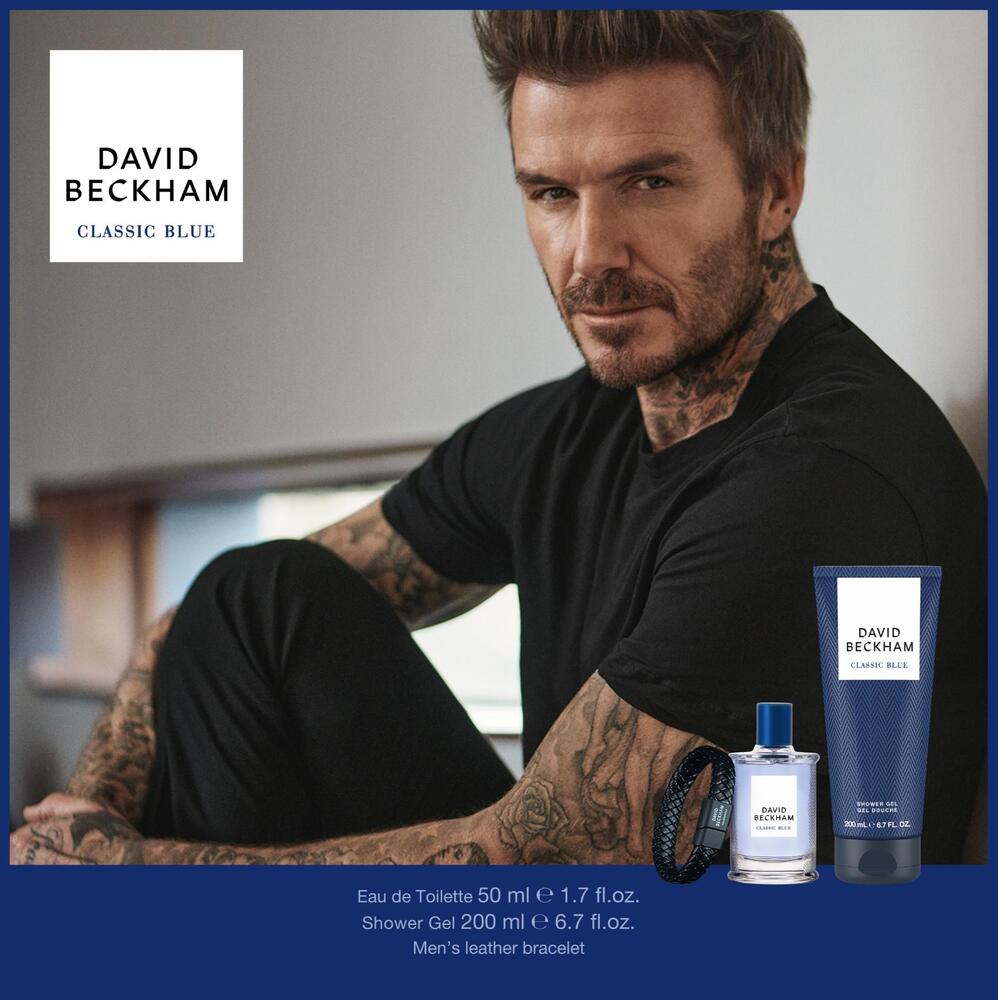 David Beckham Classic Blue Set cadou pentru bărbați Gel de duș + Apă de toaletă + Brățară