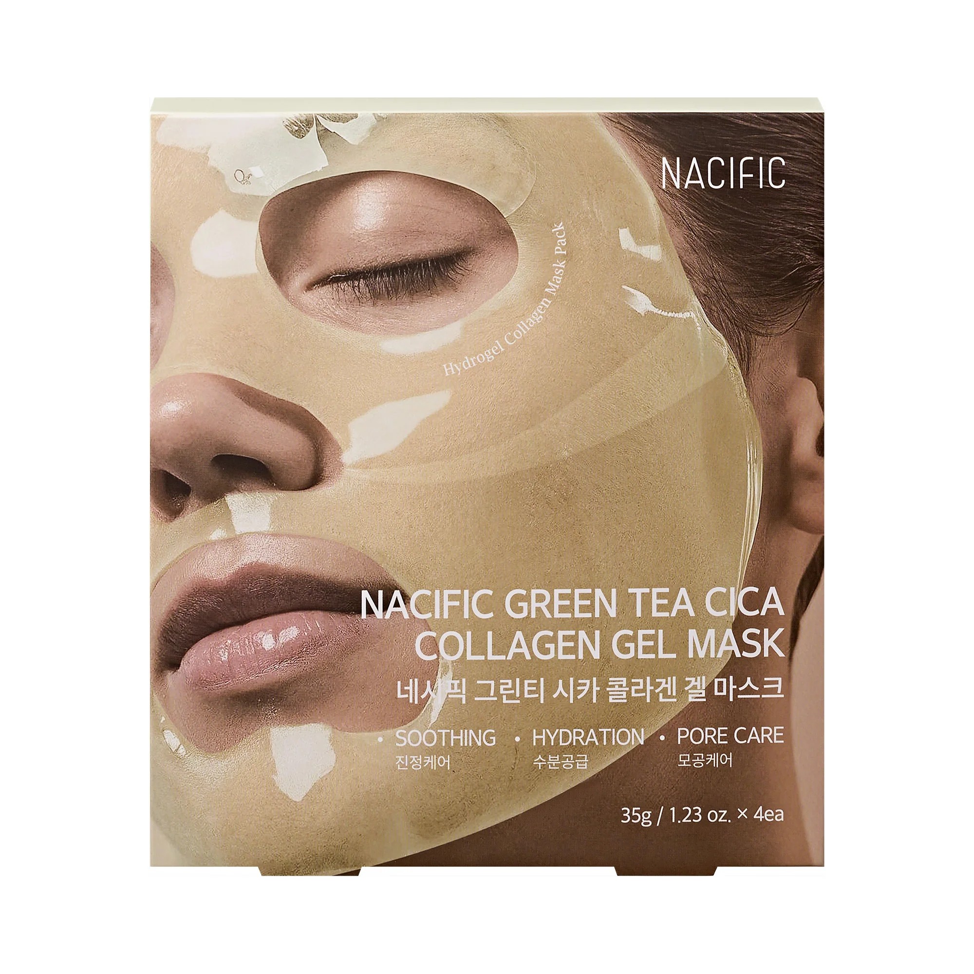 Nacific Hydrogel Collagen Mask Set cu ceai verde și Centella asiatică 35gx4