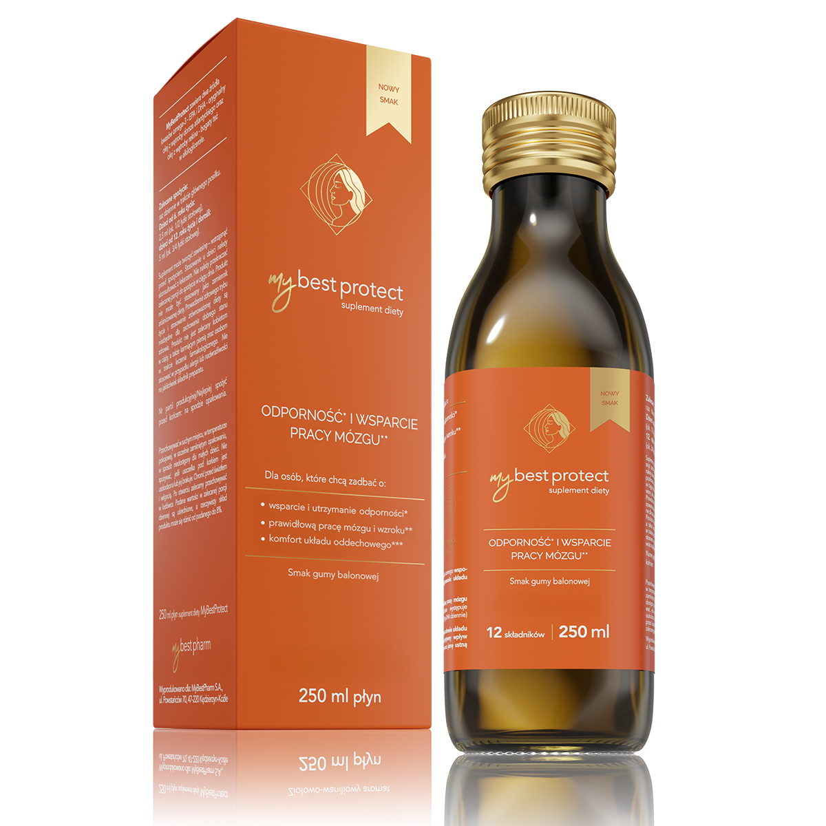 MyBestPharm MyBestProtect Suport pentru imunitate și creier Supliment alimentar cu aromă de gumă de balon 250ml