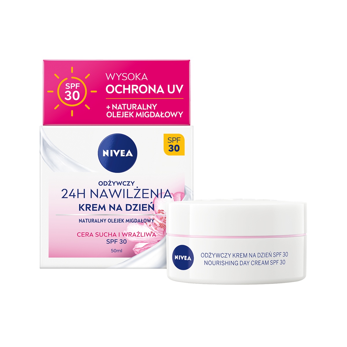 NIVEA Nourishing Face Cream cu SPF30 și ulei de migdale 50ml