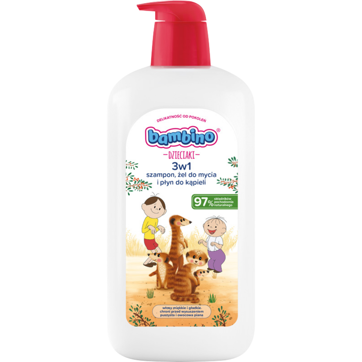 Bambino Kids Șampon Gel de spălare și lichid de baie 3-in-1 Surykats 1000ml